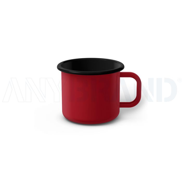 Emaille Tasse 6 cm, schwarzer Rand, Innenfarbe schwarz, (Kaffeetasse) bedrucken