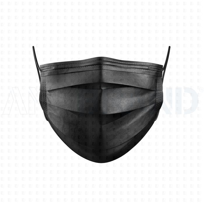 Mund-Nasenschutz Maske (MNS),  Einwegmaske in schwarz bedrucken