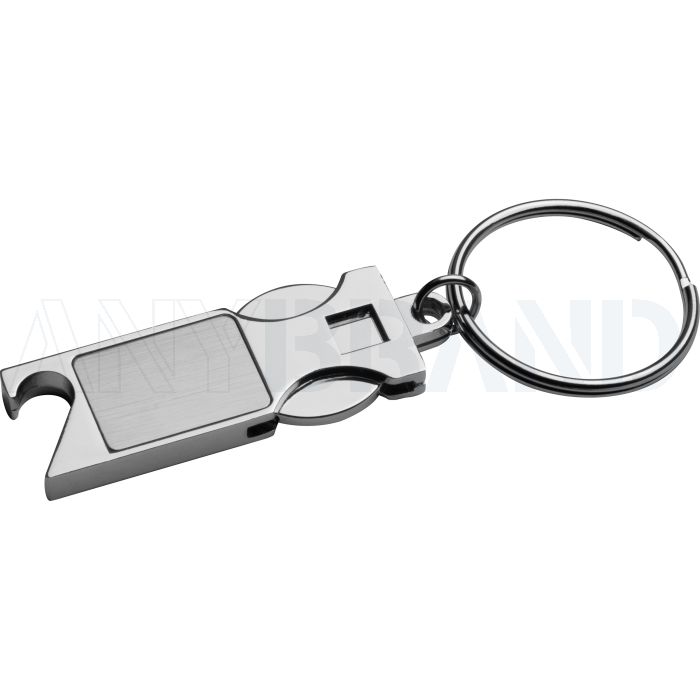 Schlüsselanhänger aus Metall mit Einkaufschip bedrucken