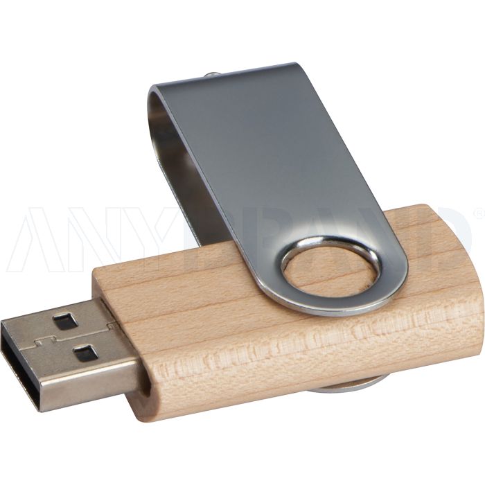 USB Stick aus hellem Holz 4GB bedrucken