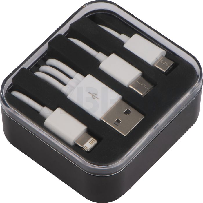 Kunststoffbox mit 3in1 USB Ladekabel bedrucken
