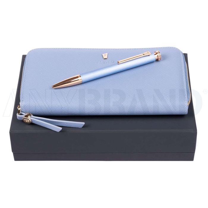 FESTINA Set Mademoiselle Light Blue (kugelschreiber & brieftasche) bedrucken