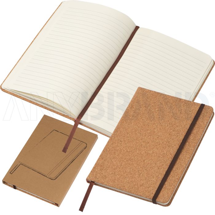 A5 Notizbuch mit Korkeinband und linierten Seiten bedrucken