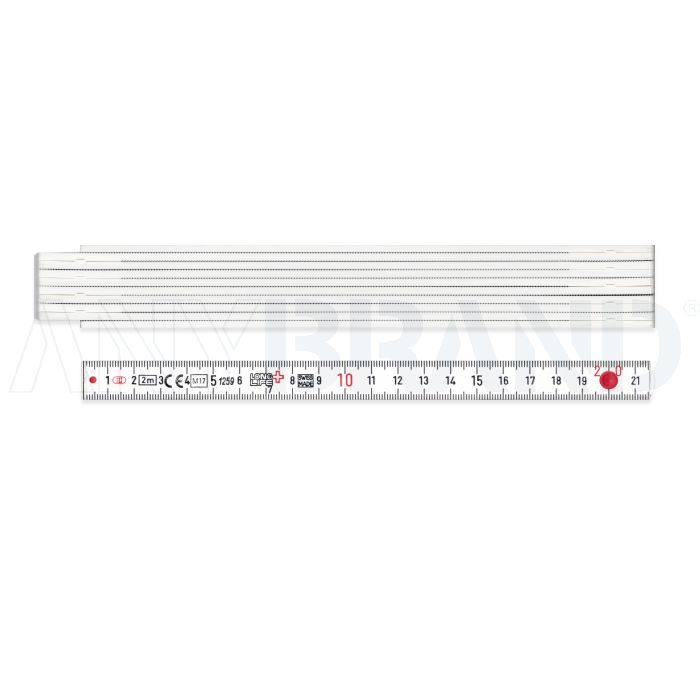 Produktbild von 5er-Pack Gliedermaßstab 2 Meter Aus Kunststoff – Weiß, Metrische Skala, Mit 90°/180° Arretierung, Für Werkstatt, Baustelle Und Hobby