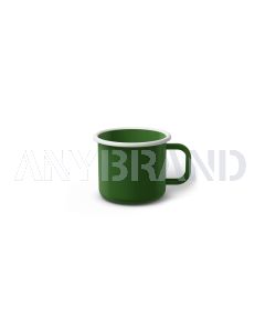 Emaille Tasse 5 cm grün, weißer Rand, Innenfarbe grün, (Espressotasse)