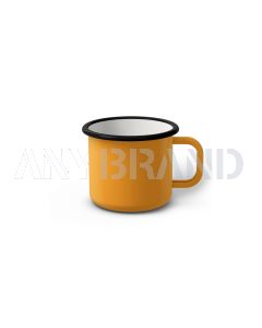 Emaille Tasse 6 cm, schwarzer Rand, Innenfarbe weiß, (Kaffeetasse)