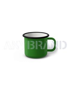 Emaille Tasse 6 cm hellgrün, schwarzer Rand, Innenfarbe weiß, (Kaffeetasse)