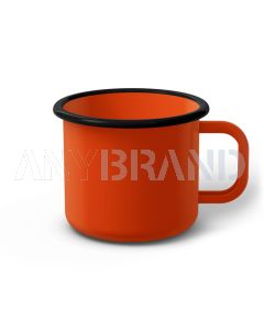 Emaille Tasse 9 cm orange, schwarzer Rand, Innenfarbe orange, (Jumbotasse)