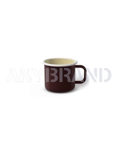Emaille Tasse 5 cm dunkelbraun, weißer Rand, Innenfarbe beige, (Espressotasse)