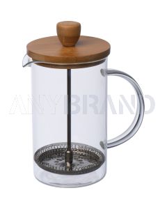 Kaffee- oder Teezubereiter aus Glas mit Bambusdeckel