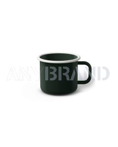 Emaille Tasse 6 cm dunkelgrün, weißer Rand, Innenfarbe dunkelgrün, (Kaffeetasse)
