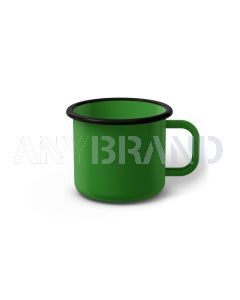 Emaille Tasse 7 cm hellgrün, schwarzer Rand, Innenfarbe hellgrün, (Cappuccinotasse)