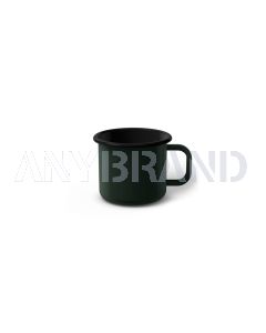 Emaille Tasse 5 cm dunkelgrün, schwarzer Rand, Innenfarbe schwarz, (Espressotasse)