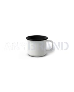 Emaille Tasse 5 cm weiß, schwarzer Rand, Innenfarbe schwarz, (Espressotasse)