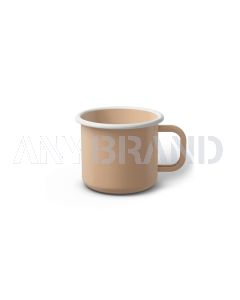 Emaille Tasse 6 cm hellbeige, weißer Rand, Innenfarbe hellbeige, (Kaffeetasse)