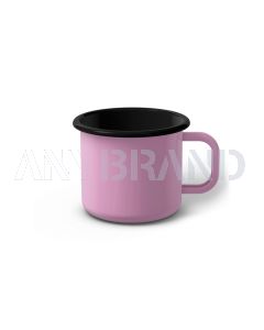 Emaille Tasse 7 cm pink, schwarzer Rand, Innenfarbe schwarz, (Cappuccinotasse)