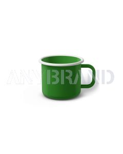 Emaille Tasse 6 cm hellgrün, weißer Rand, Innenfarbe hellgrün, (Kaffeetasse)