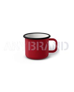 Emaille Tasse 6 cm dunkelrot, schwarzer Rand, Innenfarbe weiß, (Kaffeetasse)