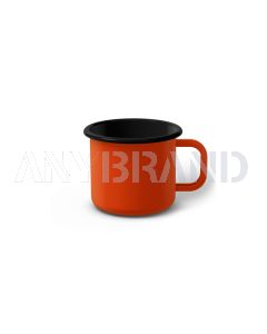 Emaille Tasse 6 cm orange, schwarzer Rand, Innenfarbe schwarz, (Kaffeetasse)