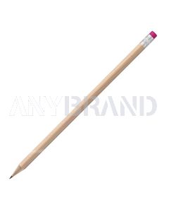 Bleistift rund natur mit Radierer, FSC pink