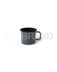 Emaille Tasse 5 cm grau, schwarzer Rand, Innenfarbe schwarz, (Espressotasse)