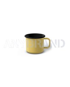 Emaille Tasse 5 cm hellgelb, schwarzer Rand, Innenfarbe schwarz, (Espressotasse)