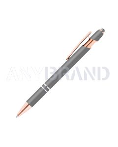 Alpha Soft Touch Kugelschreiber Rosegold mit farbigem Stylus grau