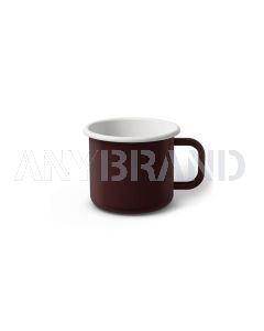 Emaille Tasse 6 cm dunkelbraun, weißer Rand, Innenfarbe weiß, (Kaffeetasse)