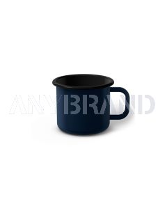Emaille Tasse 6 cm dunkelblau, schwarzer Rand, Innenfarbe schwarz, (Kaffeetasse)