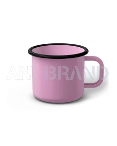 Emaille Tasse 8 cm pink, schwarzer Rand, Innenfarbe pink, (Klassiker)