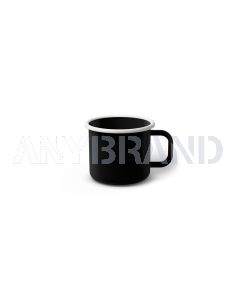 Emaille Tasse 5 cm schwarz, weißer Rand, Innenfarbe schwarz, (Espressotasse)