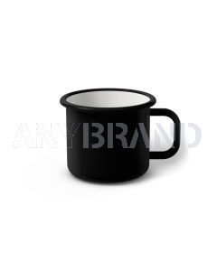Emaille Tasse 7 cm schwarz, schwarzer Rand, Innenfarbe weiß, (Cappuccinotasse)