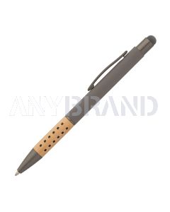 Bokaj Bamboo Griff Metallkugelschreiber mit Stylus grey