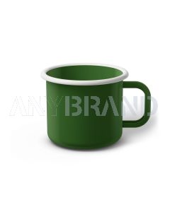 Emaille Tasse 8 cm grün, weißer Rand, Innenfarbe grün, (Klassiker)