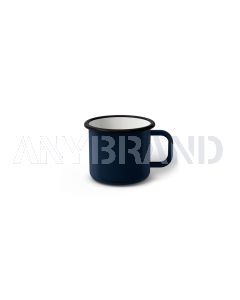 Emaille Tasse 5 cm dunkelblau, schwarzer Rand, Innenfarbe weiß, (Espressotasse)