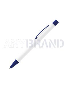 Bokaj Metallkugleschreiber weiß mit farbigen Applikationen blau