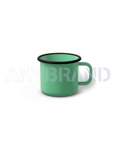 Emaille Tasse 6 cm helltürkis, schwarzer Rand, Innenfarbe helltürkis, (Kaffeetasse)