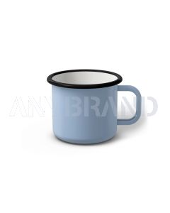 Emaille Tasse 7 cm hellblau, schwarzer Rand, Innenfarbe weiß, (Cappuccinotasse)