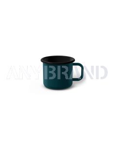 Emaille Tasse 5 cm dunkeltürkis, schwarzer Rand, Innenfarbe schwarz, (Espressotasse)