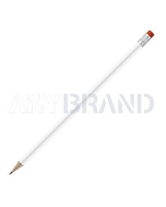 Bleistift rund weiß mit Radierer, FSC orange