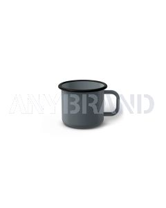 Emaille Tasse 5 cm grau, schwarzer Rand, Innenfarbe grau, (Espressotasse)