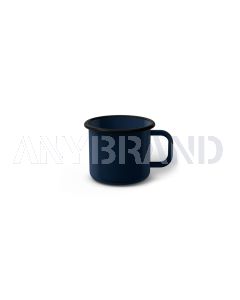 Emaille Tasse 5 cm dunkelblau, schwarzer Rand, Innenfarbe dunkelblau, (Espressotasse)