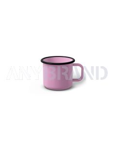Emaille Tasse 5 cm pink, schwarzer Rand, Innenfarbe pink, (Espressotasse)