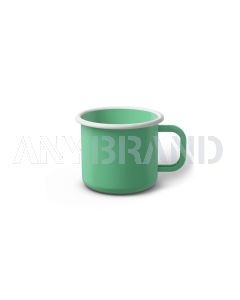 Emaille Tasse 6 cm helltürkis, weißer Rand, Innenfarbe helltürkis, (Kaffeetasse)