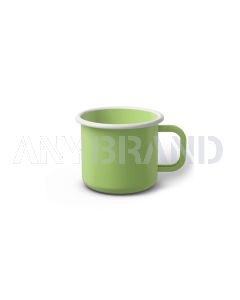 Emaille Tasse 6 cm limettengrün, weißer Rand, Innenfarbe limettengrün, (Kaffeetasse)
