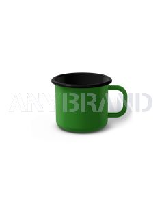 Emaille Tasse 6 cm hellgrün, schwarzer Rand, Innenfarbe schwarz, (Kaffeetasse)