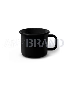 Emaille Tasse 7 cm schwarz, schwarzer Rand, Innenfarbe schwarz, (Cappuccinotasse)