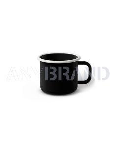 Emaille Tasse 6 cm schwarz, weißer Rand, Innenfarbe schwarz, (Kaffeetasse)