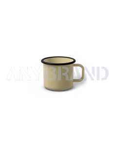 Emaille Tasse 5 cm beige, schwarzer Rand, Innenfarbe beige, (Espressotasse)