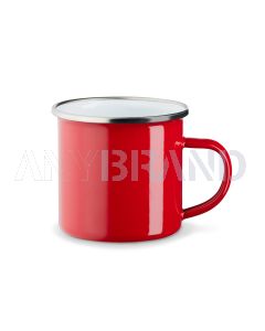 Emaille Tasse Fred 8 cm rot mit Stahlring